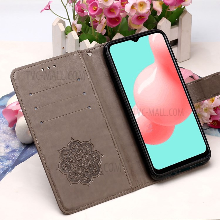 Imprinted Dream Catcher Flower Magnetic Leather Stand Case for Samsung Galaxy A72 5G - Grey-7
