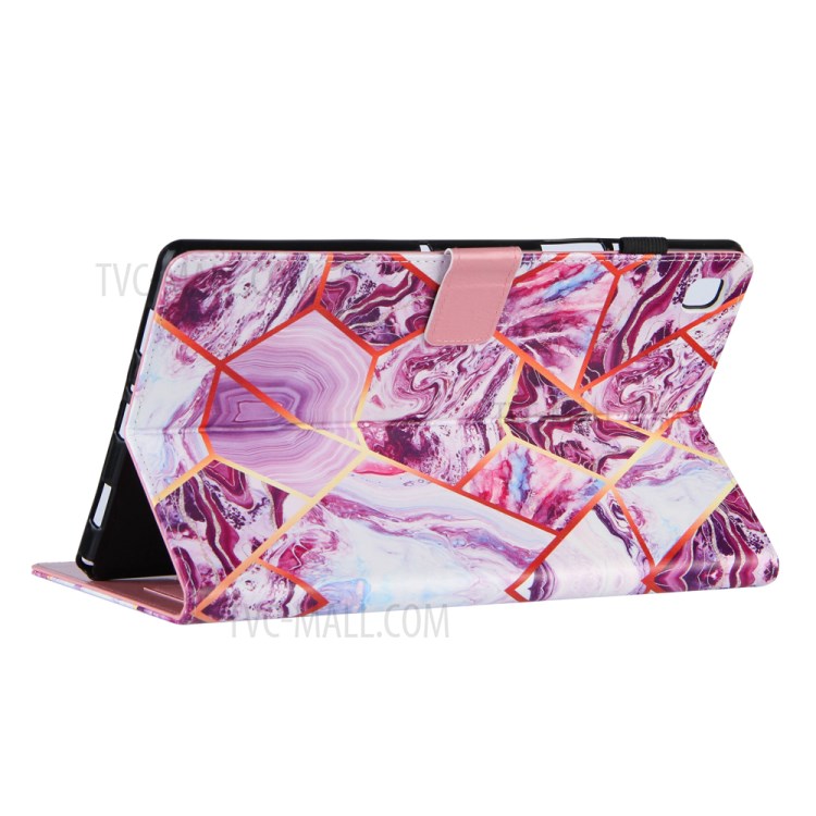 Marble Splicing Pattern Stand Magnetic Clasp Tablet Case with Card Holder for Samsung Galaxy Tab A7 10.4 (2020) T500/T505 - Red/White-4