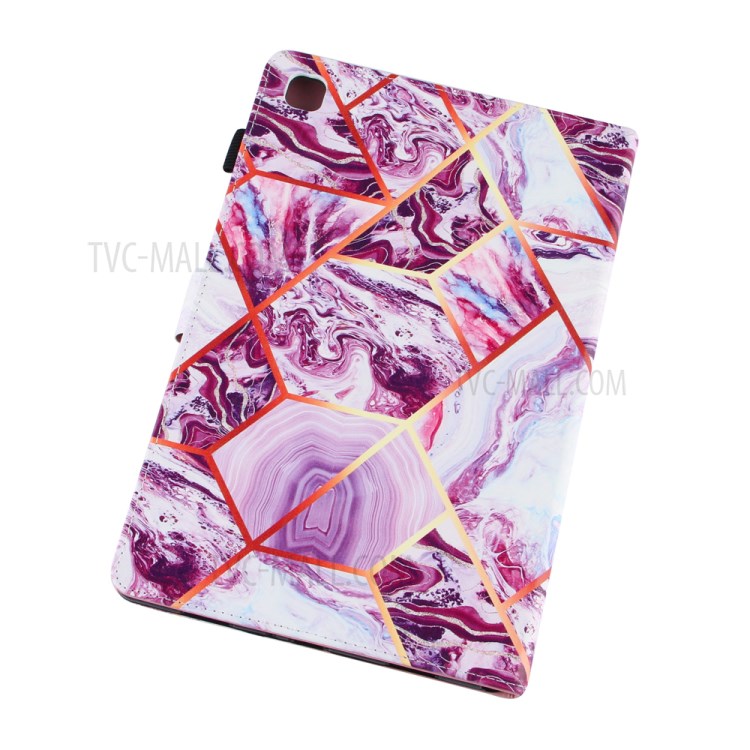 Marble Splicing Pattern Stand Magnetic Clasp Tablet Case with Card Holder for Samsung Galaxy Tab A7 10.4 (2020) T500/T505 - Red/White-8