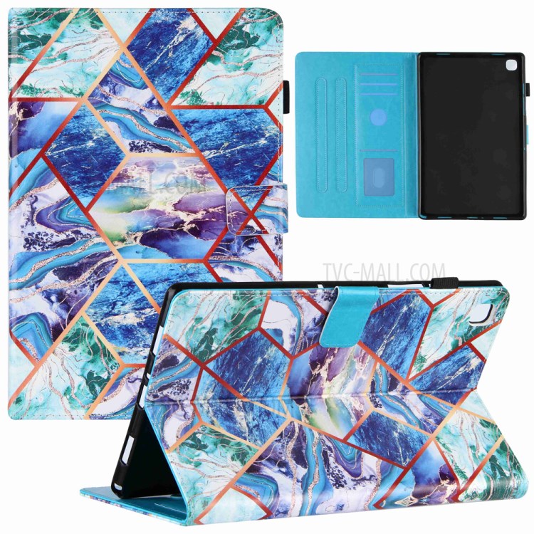 Marble Splicing Pattern Stand Magnetic Clasp Tablet Case with Card Holder for Samsung Galaxy Tab A7 10.4 (2020) T500/T505 - Blue/Green/Purple-1