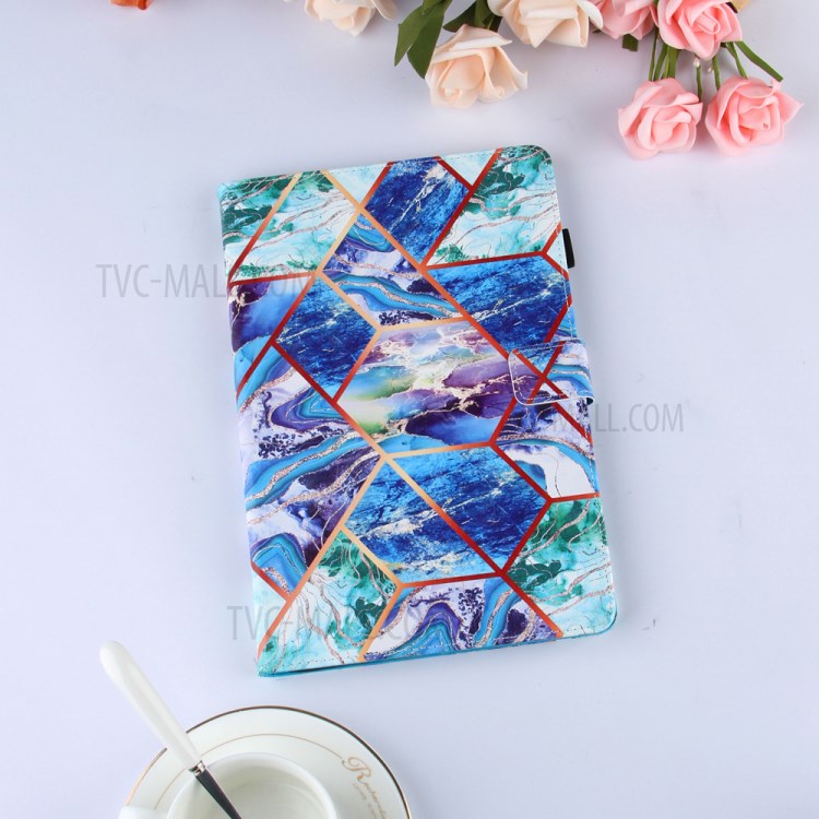 Marble Splicing Pattern Stand Magnetic Clasp Tablet Case with Card Holder for Samsung Galaxy Tab A7 10.4 (2020) T500/T505 - Blue/Green/Purple-10