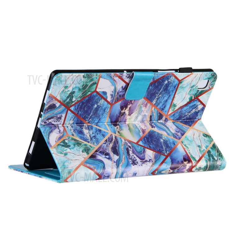 Marble Splicing Pattern Stand Magnetic Clasp Tablet Case with Card Holder for Samsung Galaxy Tab A7 10.4 (2020) T500/T505 - Blue/Green/Purple-4