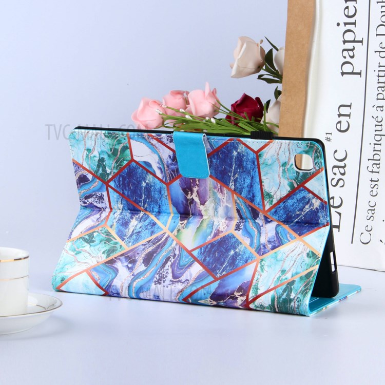 Marble Splicing Pattern Stand Magnetic Clasp Tablet Case with Card Holder for Samsung Galaxy Tab A7 10.4 (2020) T500/T505 - Blue/Green/Purple-9