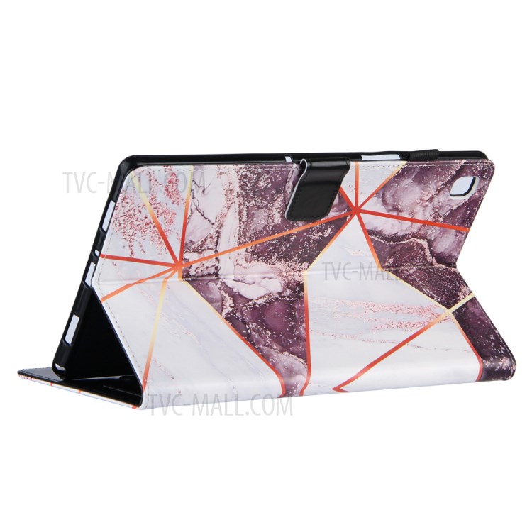 Marble Splicing Pattern Stand Magnetic Clasp Tablet Case with Card Holder for Samsung Galaxy Tab A7 10.4 (2020) T500/T505 - Purple/White-4