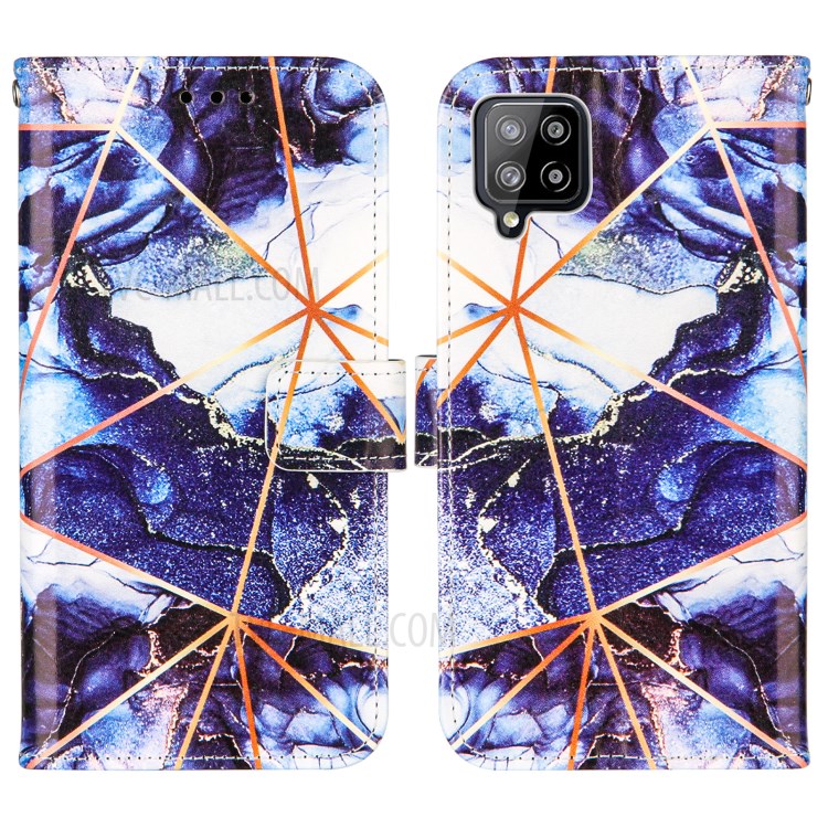 Double-sided Magnetic Wallet Stand TPU + PU Leather Case with Splicing Marble Pattern for Samsung Galaxy A42 5G - Dark Blue-3