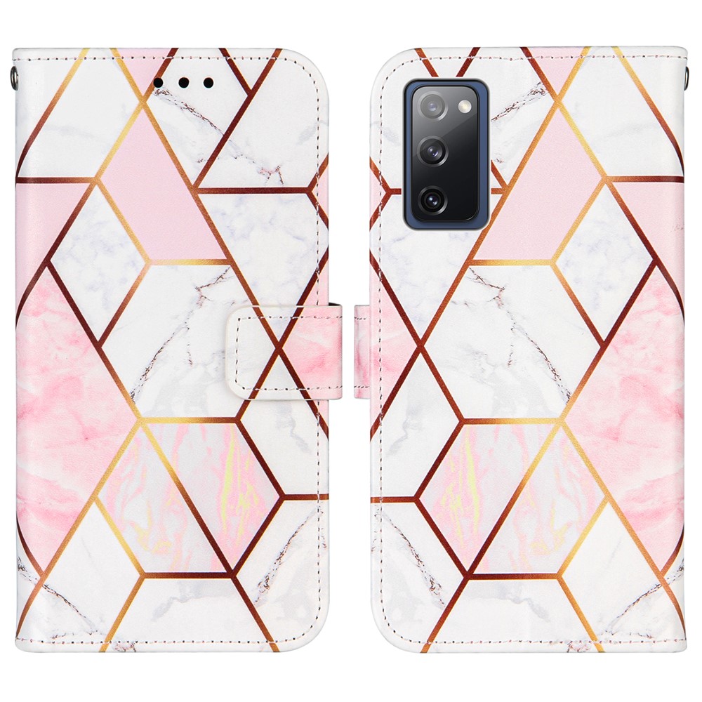 Full Protection Wallet Stand TPU + PU Leather Cover with Splicing Marble Pattern for Samsung Galaxy S20 FE/S20 FE 5G - Pink-3