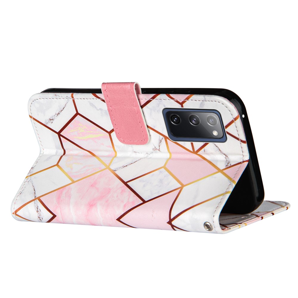 Full Protection Wallet Stand TPU + PU Leather Cover with Splicing Marble Pattern for Samsung Galaxy S20 FE/S20 FE 5G - Pink-4