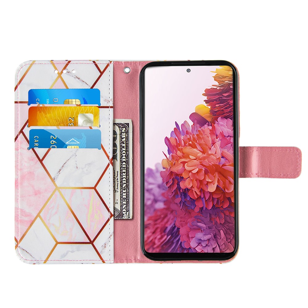 Full Protection Wallet Stand TPU + PU Leather Cover with Splicing Marble Pattern for Samsung Galaxy S20 FE/S20 FE 5G - Pink-5