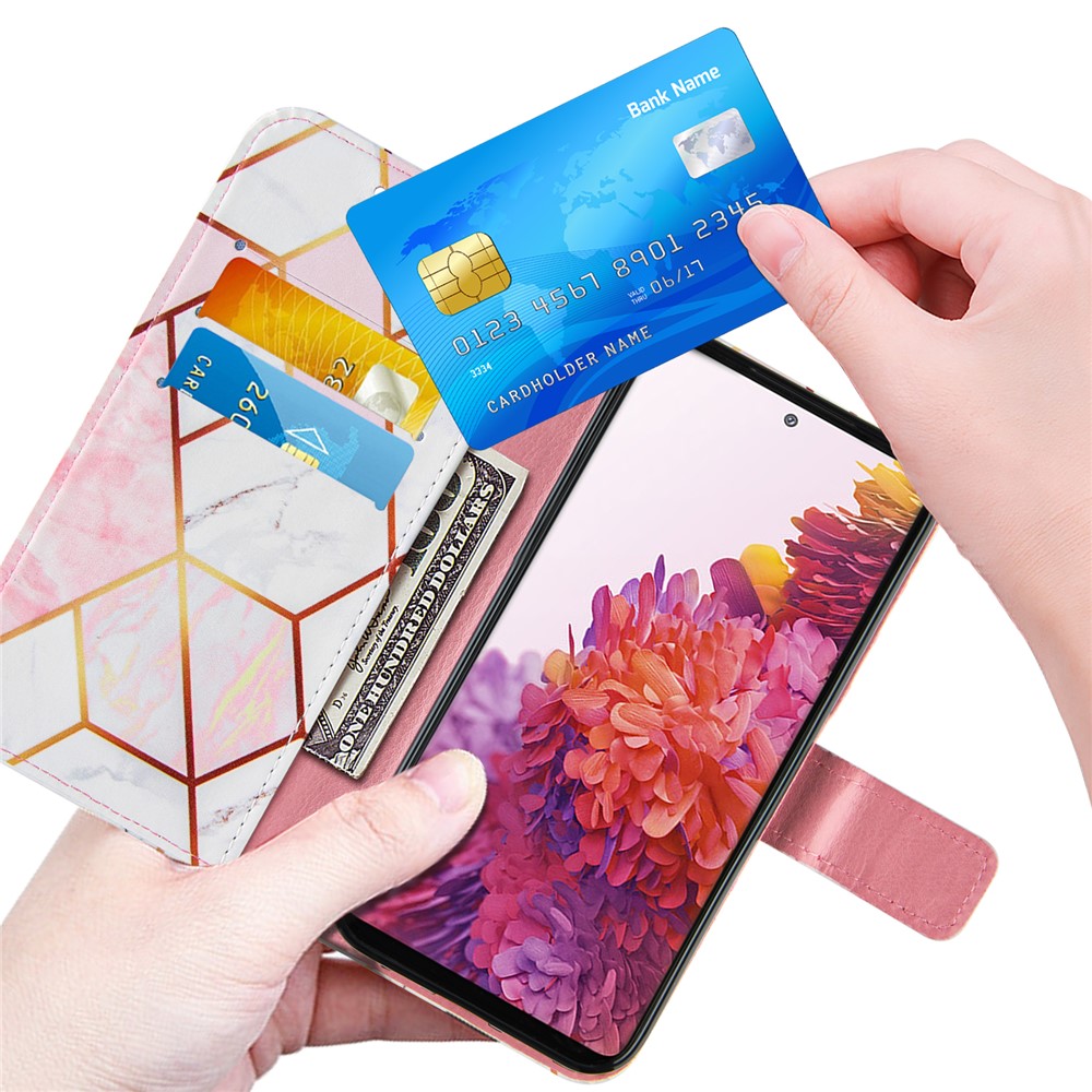 Full Protection Wallet Stand TPU + PU Leather Cover with Splicing Marble Pattern for Samsung Galaxy S20 FE/S20 FE 5G - Pink-6