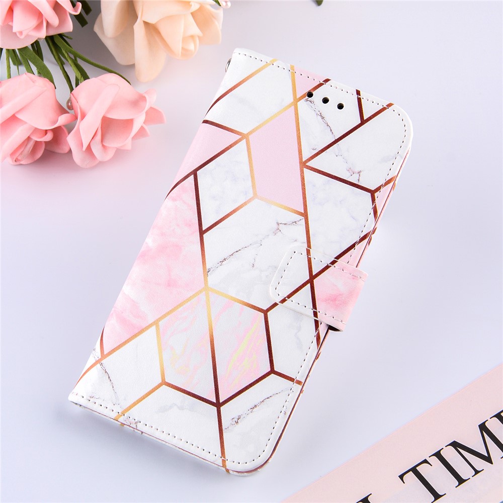 Full Protection Wallet Stand TPU + PU Leather Cover with Splicing Marble Pattern for Samsung Galaxy S20 FE/S20 FE 5G - Pink-7