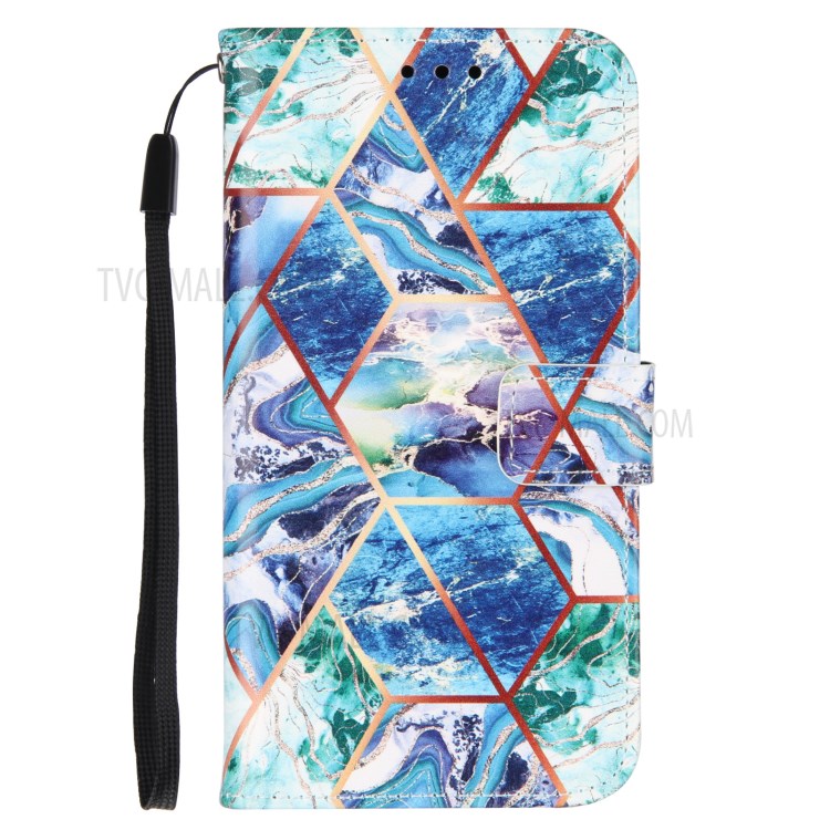Full Protection Wallet Stand TPU + PU Leather Cover with Splicing Marble Pattern for Samsung Galaxy S20 FE/S20 FE 5G - Blue-2