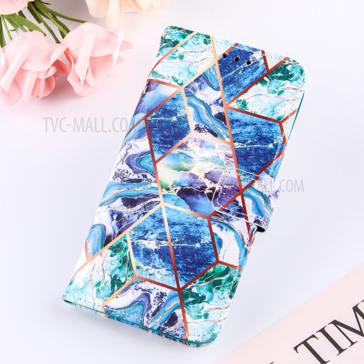 Full Protection Wallet Stand TPU + PU Leather Cover with Splicing Marble Pattern for Samsung Galaxy S20 FE/S20 FE 5G - Blue-7