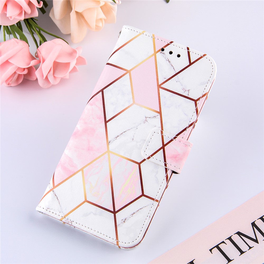 Marble Pattern Splicing TPU + PU Leather Case with Stand for Samsung Galaxy S21+5G - Pink-7