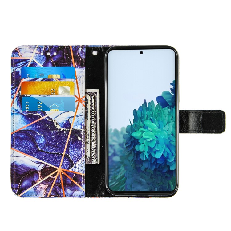 Marble Pattern Splicing TPU + PU Leather Case with Stand for Samsung Galaxy S21+5G - Dark Blue-5