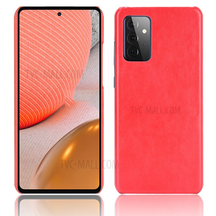 Litchi Texture PU Leather Coated PC Mobile Casing for Samsung Galaxy A72 5G - Red-1