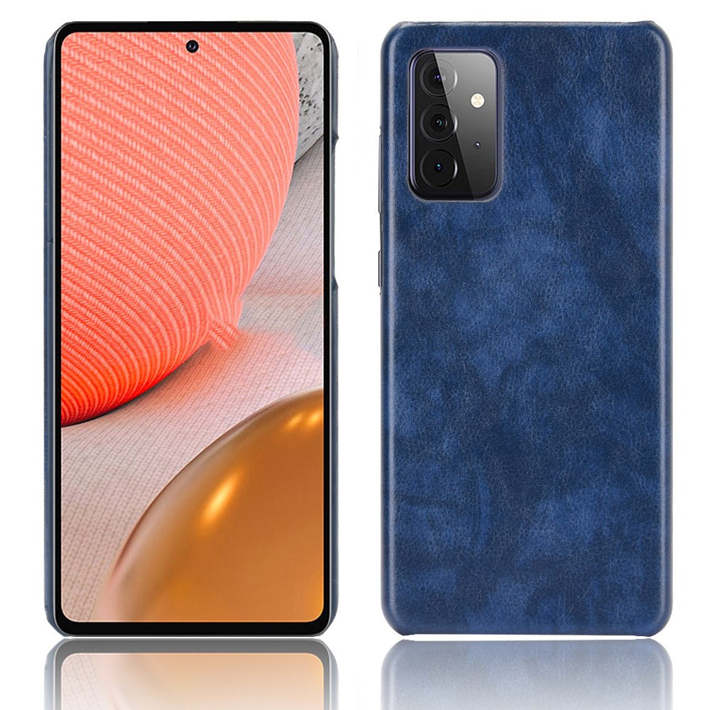 Litchi Texture PU Leather Coated PC Mobile Casing for Samsung Galaxy A72 5G - Blue-1