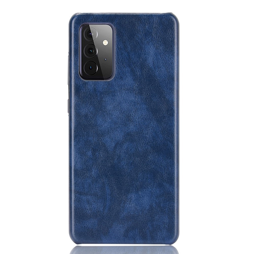 Litchi Texture PU le Cuir Enduit PC Mobile Boîtier Pour Samsung Galaxy A72 5G / A72 4G - Bleu-2