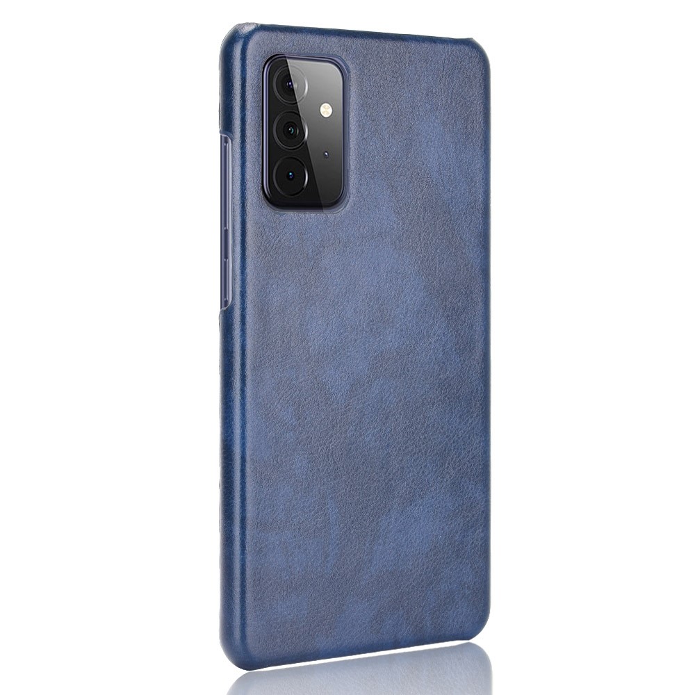 Litchi Texture PU le Cuir Enduit PC Mobile Boîtier Pour Samsung Galaxy A72 5G / A72 4G - Bleu-3