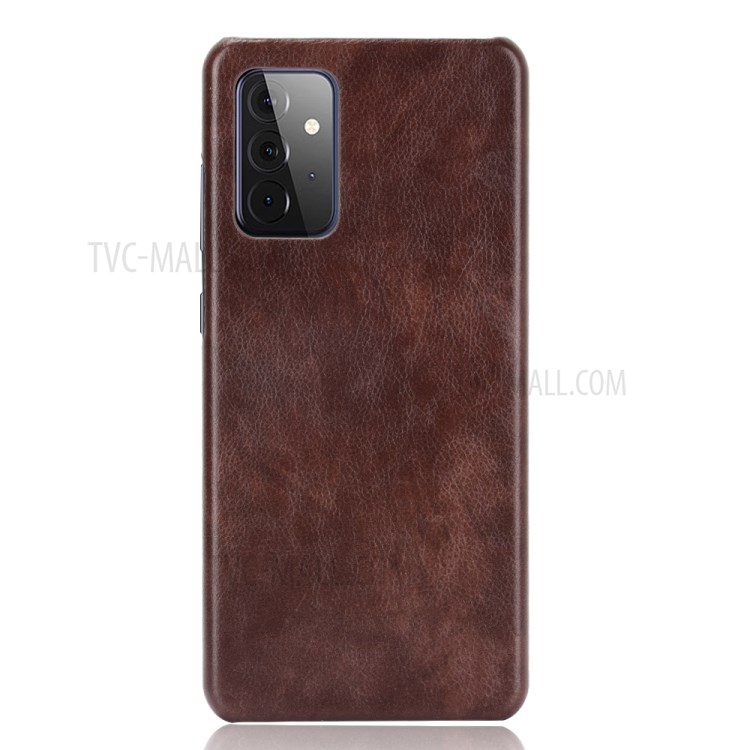 Litchi Texture PU Leather Coated PC Mobile Casing for Samsung Galaxy A72 5G - Brown-2