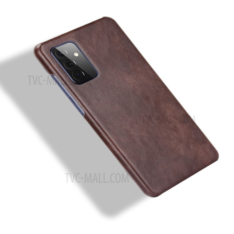 Litchi Texture PU Leather Coated PC Mobile Casing for Samsung Galaxy A72 5G - Brown-4