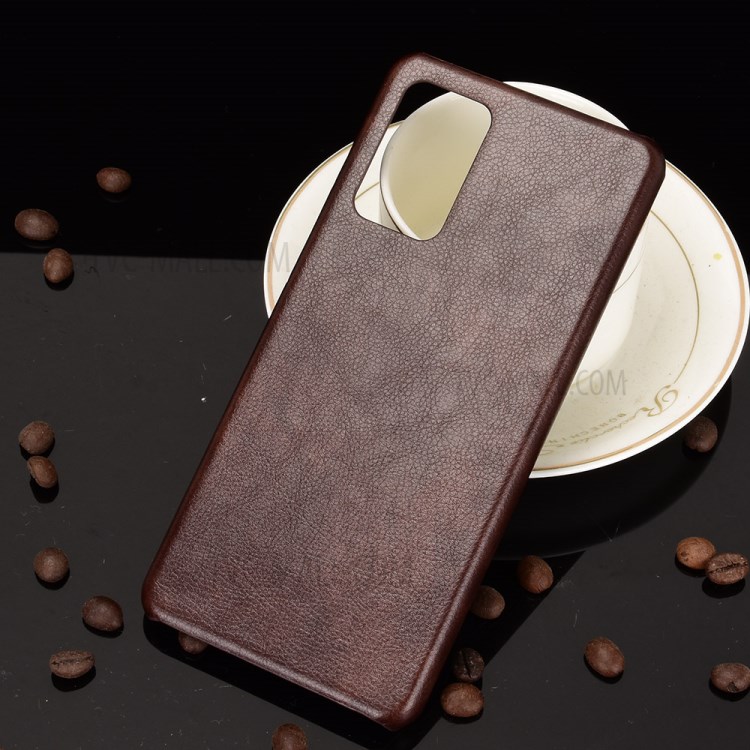 Litchi Texture PU Leather Coated PC Mobile Casing for Samsung Galaxy A72 5G - Brown-5