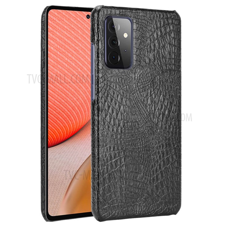 Crocodile Texture Leather Coated Hard PC Phone Cover Case for Samsung Galaxy A72 5G - Black-1