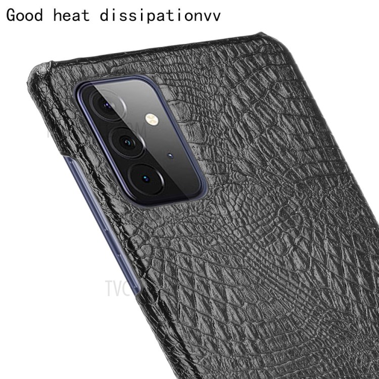 Crocodile Texture Leather Coated Hard PC Phone Cover Case for Samsung Galaxy A72 5G - Black-5