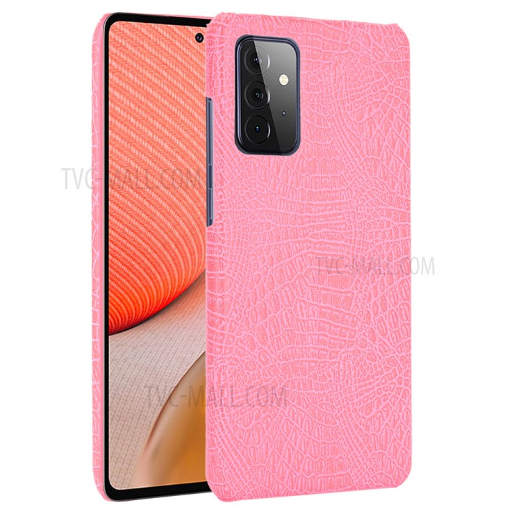 Crocodile Texture Leather Coated Hard PC Phone Cover Case for Samsung Galaxy A72 5G - Pink-1