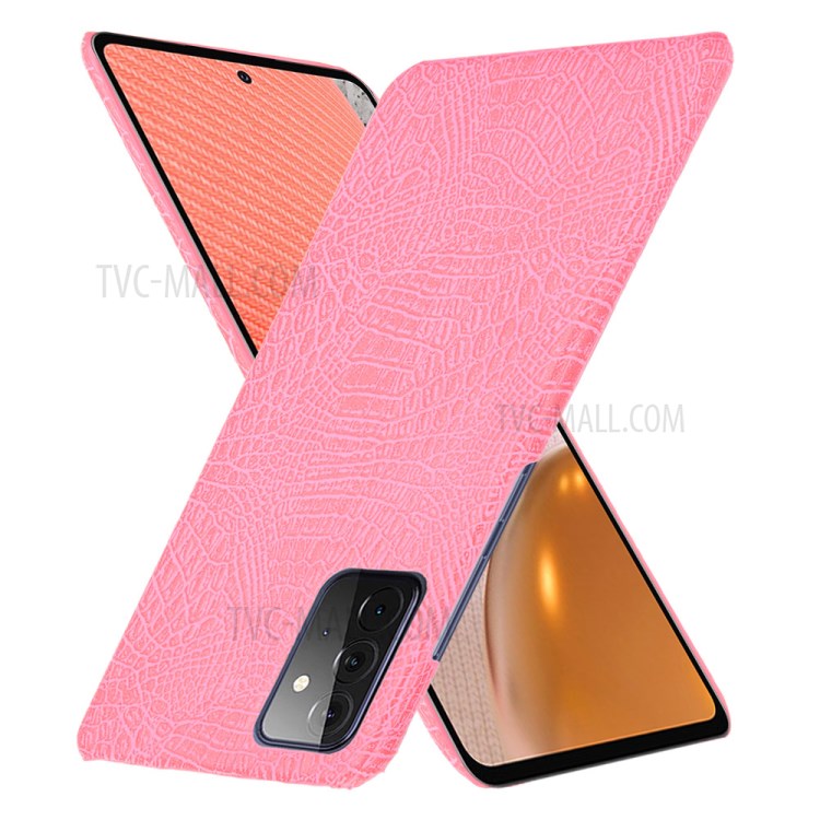 Crocodile Texture Leather Coated Hard PC Phone Cover Case for Samsung Galaxy A72 5G - Pink-2