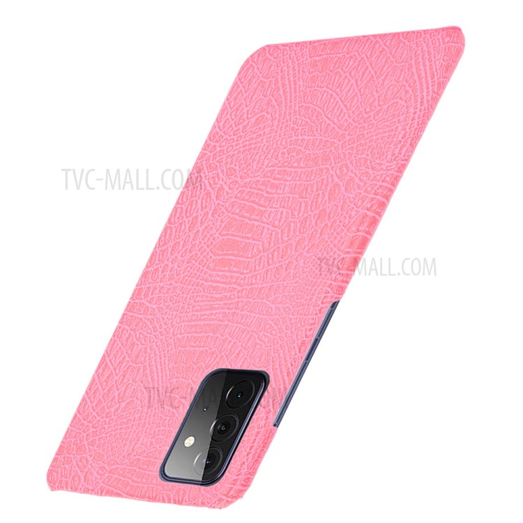Crocodile Texture Leather Coated Hard PC Phone Cover Case for Samsung Galaxy A72 5G - Pink-3