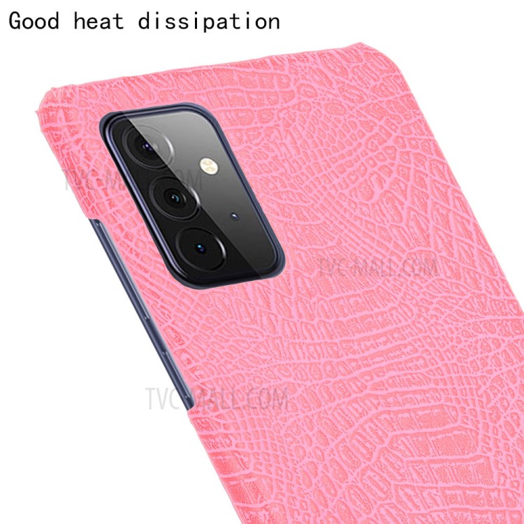 Crocodile Texture Leather Coated Hard PC Phone Cover Case for Samsung Galaxy A72 5G - Pink-5