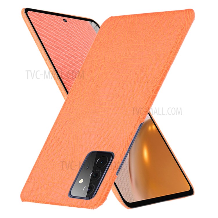 Crocodile Texture Leather Coated Hard PC Phone Cover Case for Samsung Galaxy A72 5G - Orange-2