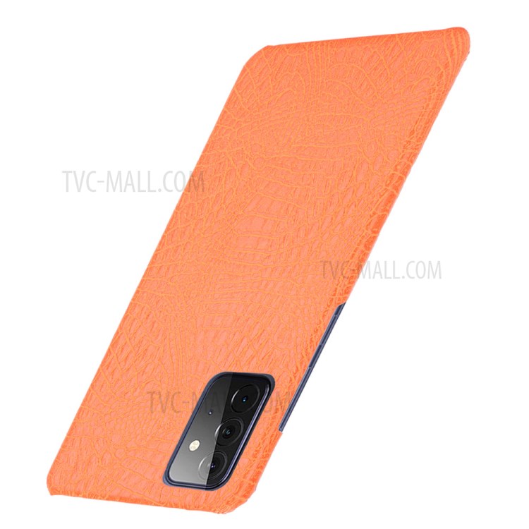 Crocodile Texture Leather Coated Hard PC Phone Cover Case for Samsung Galaxy A72 5G - Orange-3