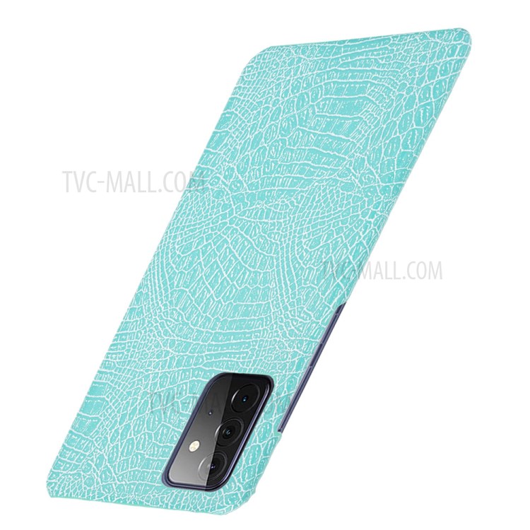 Crocodile Texture Leather Coated Hard PC Phone Cover Case for Samsung Galaxy A72 5G - Cyan-3