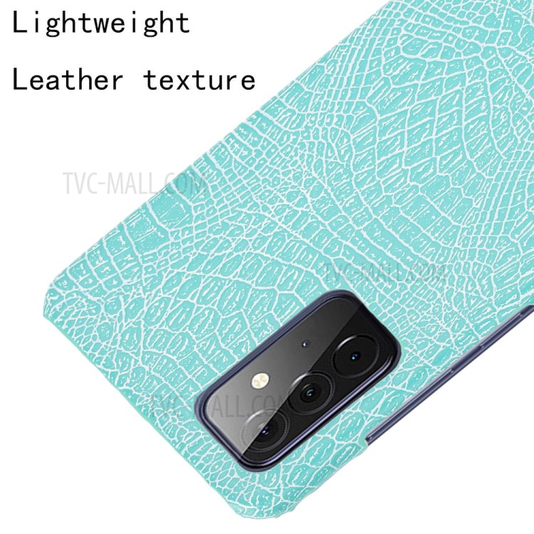 Crocodile Texture Leather Coated Hard PC Phone Cover Case for Samsung Galaxy A72 5G - Cyan-4