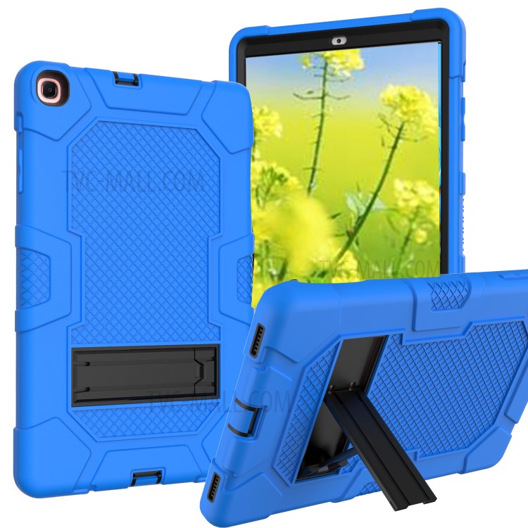 PC + TPU + Silicone Contrast Color Design Tablet Case Cover with Slide-Out Kickstand for Samsung Galaxy Tab A 10.1 (2019) - Dark Blue/Black-1
