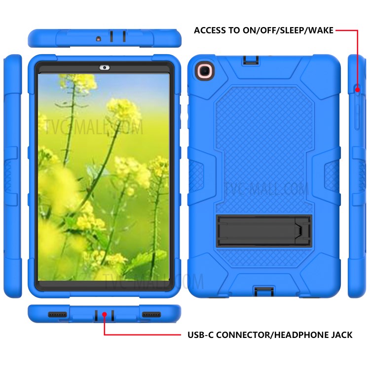 PC + TPU + Silicone Contrast Color Design Tablet Case Cover with Slide-Out Kickstand for Samsung Galaxy Tab A 10.1 (2019) - Dark Blue/Black-2