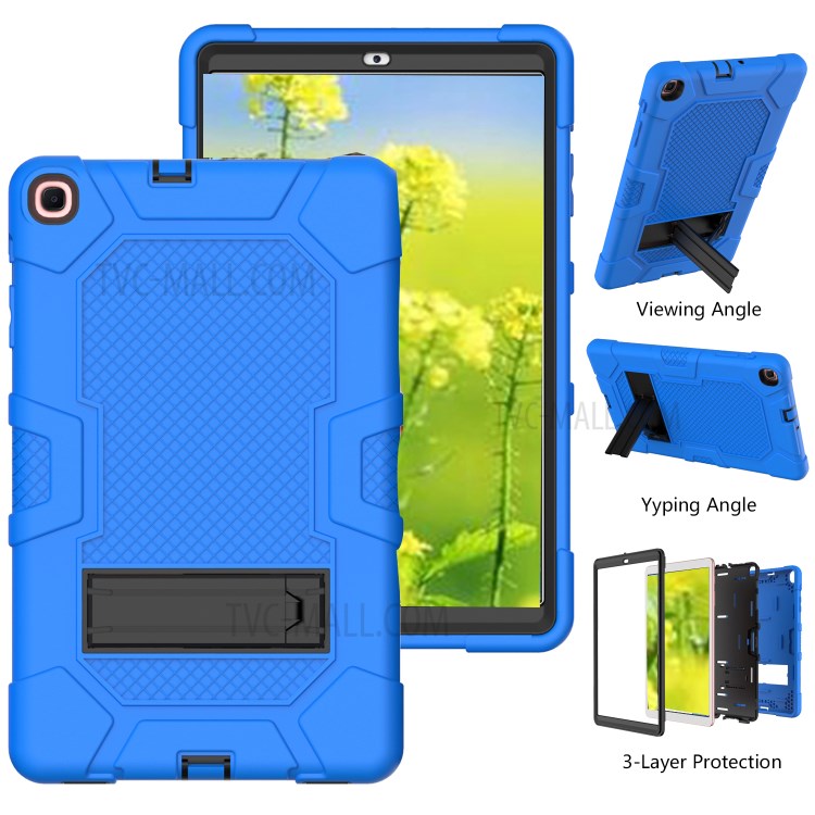PC + TPU + Silicone Contrast Color Design Tablet Case Cover with Slide-Out Kickstand for Samsung Galaxy Tab A 10.1 (2019) - Dark Blue/Black-3