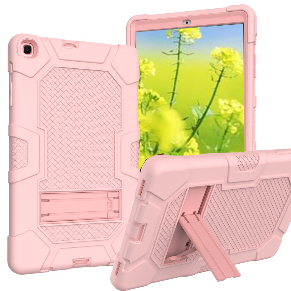 PC + TPU + Silicone Contrast Color Design Tablet Case Cover with Slide-Out Kickstand for Samsung Galaxy Tab A 10.1 (2019) - Rose Gold-1