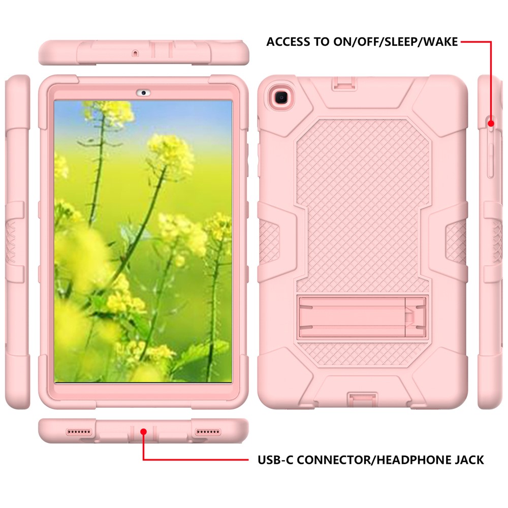 PC + TPU + Silicone Contrast Color Design Tablet Case Cover with Slide-Out Kickstand for Samsung Galaxy Tab A 10.1 (2019) - Rose Gold-2