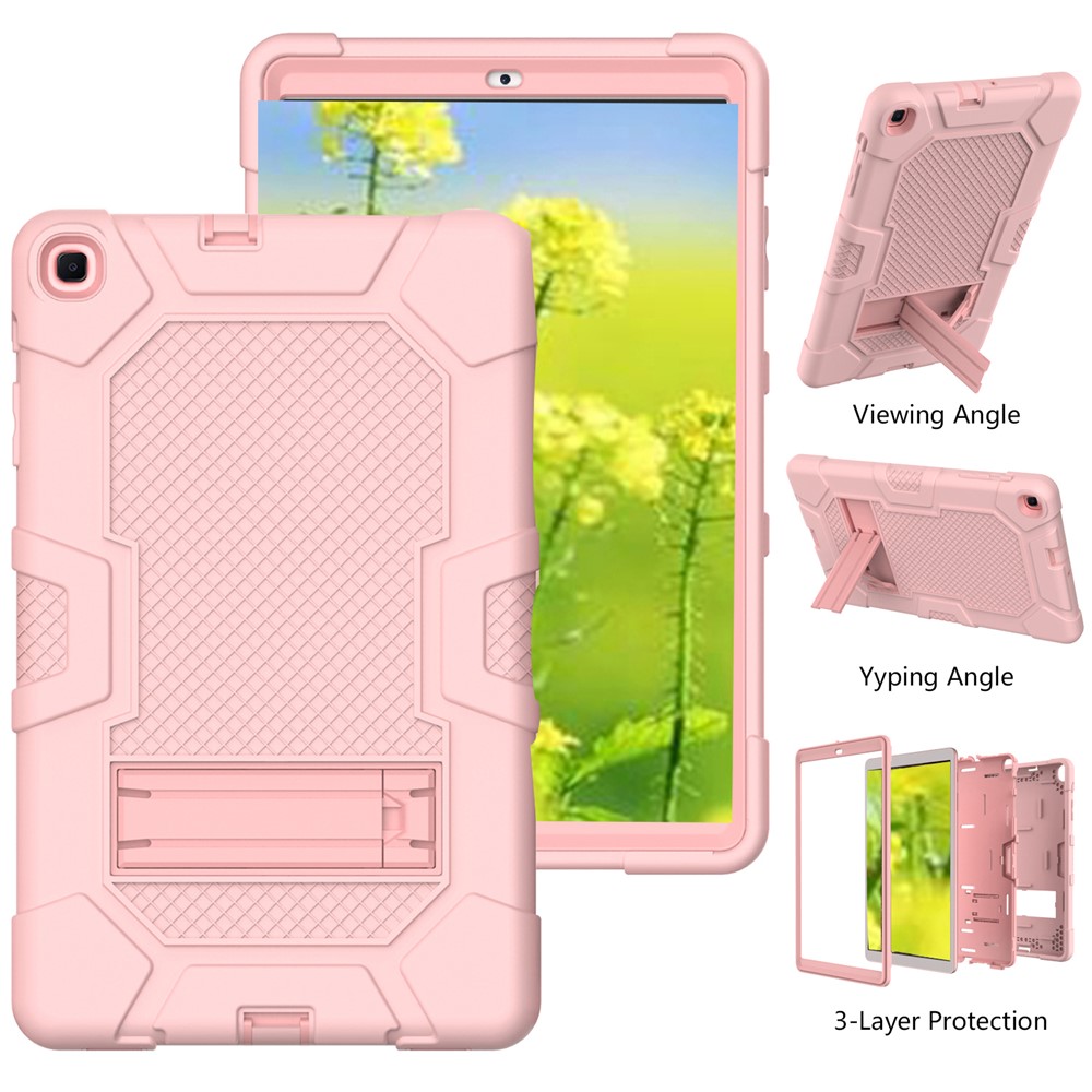 PC + TPU + Silicone Contrast Color Design Tablet Case Cover with Slide-Out Kickstand for Samsung Galaxy Tab A 10.1 (2019) - Rose Gold-3