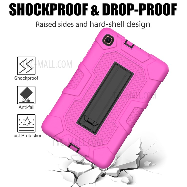 Slide-Out Kickstand Design PC + TPU + Silicone Contrast Color Tablet Case Cover for Samsung Galaxy Tab A 8.4 (2020) T307/T307u - Rose Red/Black-4