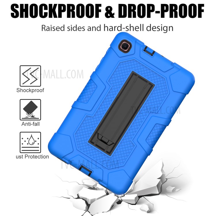 Slide-Out Kickstand Design PC + TPU + Silicone Contrast Color Tablet Case Cover for Samsung Galaxy Tab A 8.4 (2020) T307/T307u - Dark Blue/Black-4