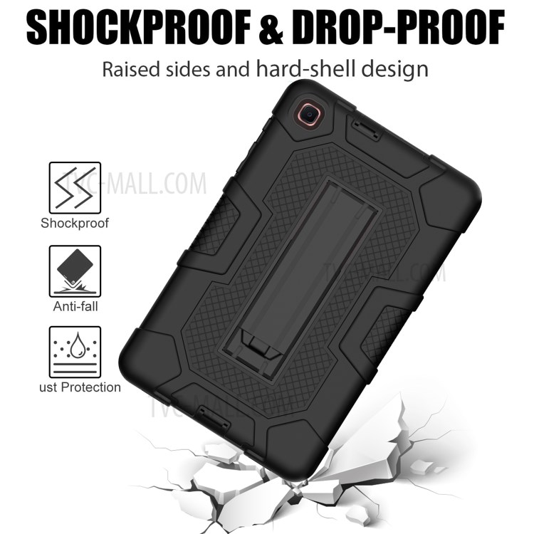 Slide-Out Kickstand Design PC + TPU + Silicone Contrast Color Tablet Case Cover for Samsung Galaxy Tab A 8.4 (2020) T307/T307u - Black/Black-4