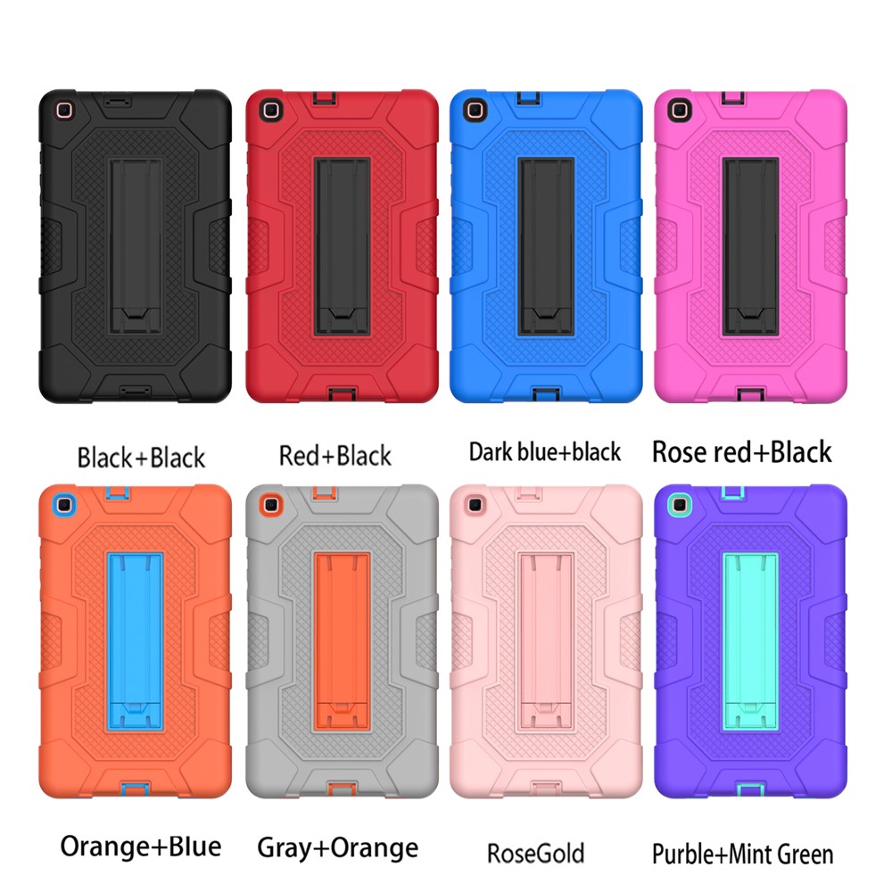 Contraste Couleur PC PC TPU Silicone Tablet Caxe de Conception de Kickstand Pour Samsung Galaxy Tab A 8.0 Wi-Fi (2019) SM-T290 - Orange / Bleu