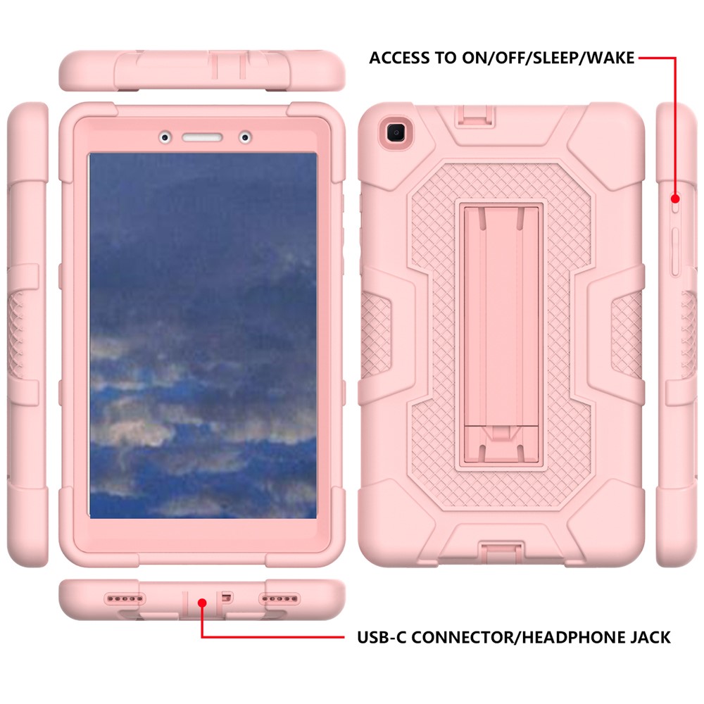 Contrast Color PC TPU Silicone Tablet Case Slide-Out Kickstand Design Cover for Samsung Galaxy Tab A 8.0 Wi-Fi (2019) SM-T290 - Rose Gold-2