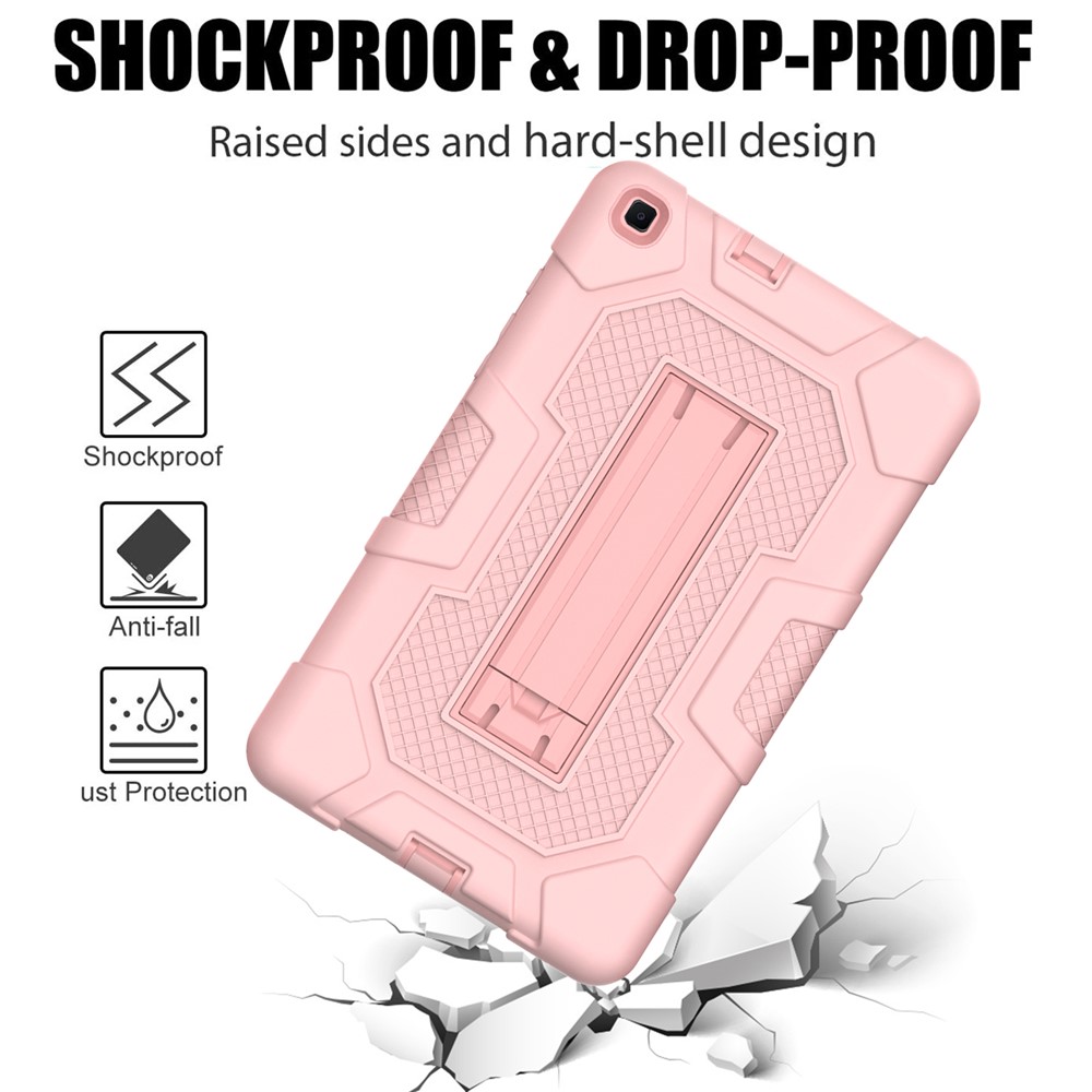 Contrast Color PC TPU Silicone Tablet Case Slide-Out Kickstand Design Cover for Samsung Galaxy Tab A 8.0 Wi-Fi (2019) SM-T290 - Rose Gold-4