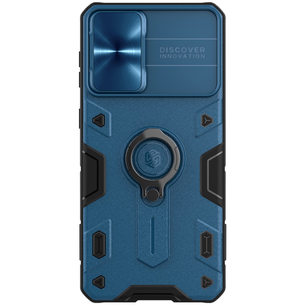 NILLKIN CamShield Armor Case PC + TPU Hybrid Shell with Ring Shape Kickstand for Samsung Galaxy S21 Plus 5G - Blue