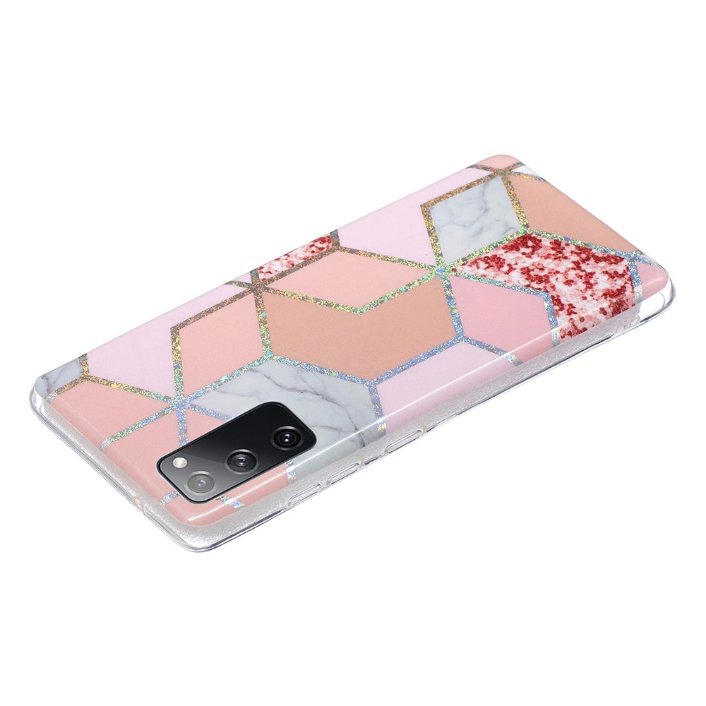 Impression de Motif en Marbre Couverture TPU IMD Pour Samsung Galaxy S20 fe 4g / fe 5g / S20 Lite / S20 fe 2022 - Rose / Rhombus