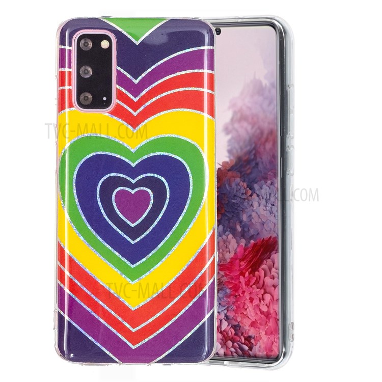 Marble Pattern Printing IMD Design TPU Case for Samsung Galaxy S20 - Heart-2